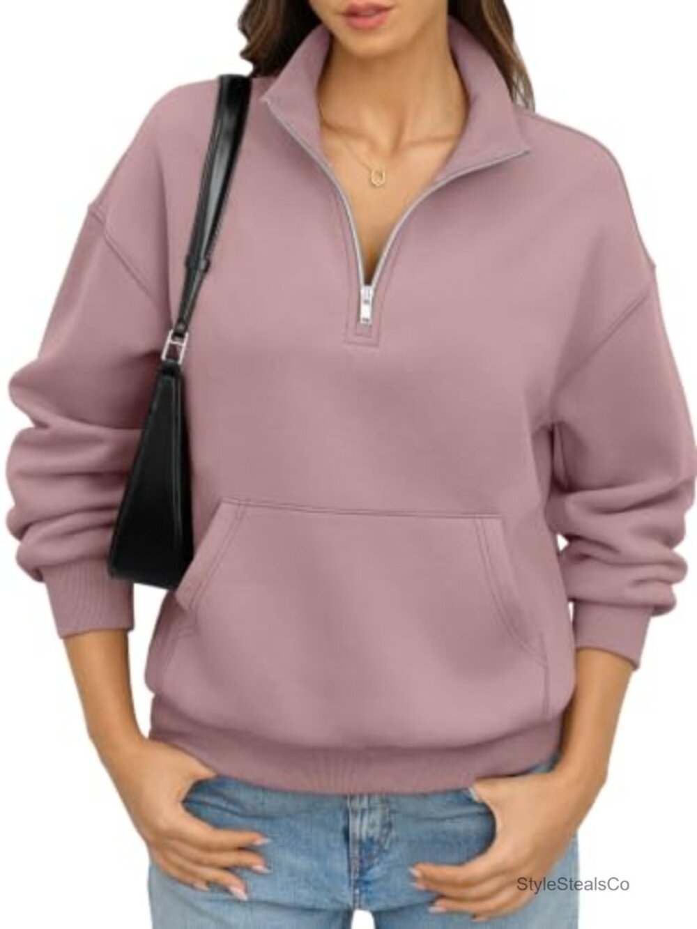 Women's Oversized Quarter Zip Fleece Sweatshirt Half Zip Pullover Y2K